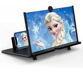 Pantalla de proyector con amplificador de lupa de pantalla HD 3D de 12 pulgadas, plegable con lupa de pantalla, compatible con todos los teléfonos inteligentes (negro)