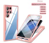 360 Full Screen Protection HD Transparency Phone Cover Case for Samsung S24 Ultra S23 Plus S22 S21 FE A55 A35 A25 A15 4G 5G