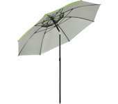 Outsunny Sombrilla de Playa Ø185x205 cm Parasol para Terraza con Techo Doble Ángulo Ajustable Protección UV30+ 8 Varillas de Acero y Bolsa de Transporte Verde