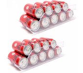 MAXHOME- 2uds,4uds Cajas de almacenaje para Nevera y congelador 35x13x10cm Organizador de latas para frigorífico Organizador Nevera Transparente Envases de plástico para Alimentos Fabricado en España