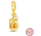 925 Sterling Silver Zirconia Sparkling Beads Gold Love Lock Charms Fit Original Pandora Bracelet Earring DIY Women Fine Jewelry