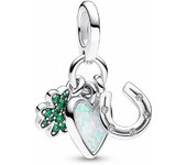 Charm colgante Pandora Triple trébol de cuatro hojas, corazón y herradura