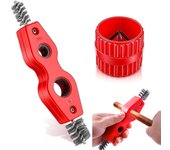 1 Pair of Copper Pipe Cleaners for Drill,, Pipe Cleaning Tool for Drill, Copper Pipe Deburring Tool, 4 in 1 Battery Brush and Deburring Tool (Red)
