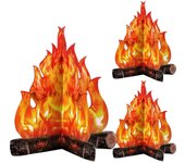Cartón Decorativo 3D Fogata Central Artificial Fuego Falso Llama Papel Partido Decorativo Llama Antorcha (Gold Naranja)