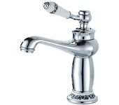 Grifo de baño monomando para lavabo, Grifo de Cerámica con decoración floral, Grifo para lavabo, cromados