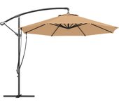 Parasol Excéntrico Ø 290 cm Sombrilla de Jardín con Base Cruzada Manivela Funda para Sombrilla y Cuerda de Viento Anti-UV 50+ Sombrilla para Terraza Patio