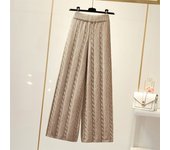Winter Knitted Wide Leg Pants Women High Waist Drop Loose Knitted Straight Leg Pants Casual Cropped Wide Leg Pants Female Tops