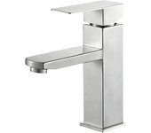 Grifo de baño Mezclador de fregadero cuadrado Grifo de agua fría y caliente Mezclador de baño Acero inoxidable （Sin tubo de entrada）