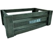 Tradineur - Caja de madera con asas "Wood Box" - Almacenamiento y organización - Caja Multiusos, Decoración, Herramientas, cocina, etc. - 26 x 16 x 9 cm - Color Gris