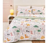 Juego de edredón Doble con diseño de Dinosaur y sábanas para niños, juego de Cama con bonito estampado para niños, 5 piezas
