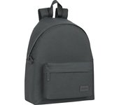SAFTA  SAFTA BASIC "GRIS" Mochila  Diseño único y licencia oficial - Mochila con Bolsillo frontal con cremallera y Hombreras y espalda ergonómicas y acolchadas - Mochila Doble tirador en cremallera principal para facilitar su apertura