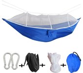 Hamaca con mosquitera para exteriores, ligera, de nailon, doble, para acampar, con mosquitera, portátil, para viajes al aire libre, adecuada para terrazas y exteriores.