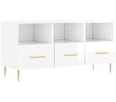 Mueble TV combinadoMueble de TV madera contrachapada blanco brillo 102x36x50 cm