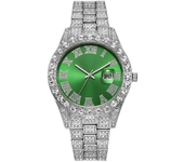 Hip Hop Watch for Men Iced Out Bling Full Diamond Luxury Quartz Watch Analog Roman Calendar Watch for Men Women