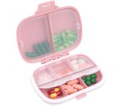 caja organizadora de pastillas, bonita caja para guardar medicamentos, para uso semanal o mensual, dispensador de medicamentos pequeño y portátil, recordatorios para tomar 3 veces al día (rosa)