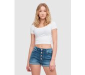 Shorts denim de tiro alto con doblez en el bajo INSIDE