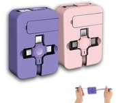 2 piezas 3 en 1 cable de carga retráctil multiuso (3.28ft) con USB C/Micro USB/IP y soporte para teléfono, compatible con iPhone/Android/Tablet