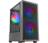 Mars Gaming MC- VORTEX, Caja Gaming MicroATX, Frontal Mesh Geométrico, Ventana Lateral Cristal Templado, 3X Ventiladores FRGB Rainbow 120mm, Minitorre PC Compacta con Diseño Doble Cámara, Negro o Blanco