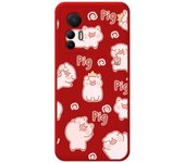 Funda Silicona Líquida Roja para Xiaomi 12 Lite 5G diseño Cerdos Dibujos