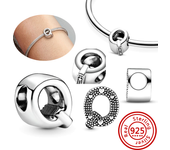 925 Sterling Silver Hollow Round A-Z 26 English Letter Alphabet DIY Beads Fit Original Pandora Charms Bracelet Fine Jewelry Gift
