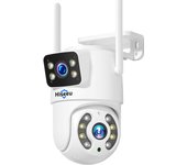 Hiseeu Cámara Vigilancia WiFi 4K 6MP Exterior 360°, lente doble, pantalla doble,de Seguridad, AI Detección de Movimiento, Visión Nocturna de 30m, Alerta,IP65,2.4GHz, Compatible con Alexa, C8C Lite