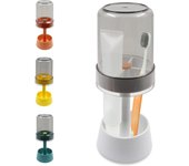 Soporte h con vasos/cubierta para cepillos de dientes, soporte para pasta de dientes con 3 ranuras, soporte organizador de almacenamiento dental, para pasta de dientes (blanco)