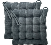 Pack 2 Cojines de Chenilla para Sillas 40x40x5 cm con Correa de Sujeción y Relleno de Fibra Hueca Siliconada, Ideales para Invierno, Oficina y Hogar