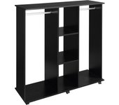 HOMCOM Armario Ropero Madera Móvil Armario Abierto Guardarropa con Doble Riel 3 Estantes Organizador para Colgar Ropa de Dormitorio 120x40x128cm