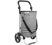SONGMICS Carro de Compra Plegable, Sólido, con Bolsa de Refrigeración Aislante, Carro de Equipaje con Ruedas, Mochila Desmontable, Gran Capacidad de 35L, Azul/Gris/Negro