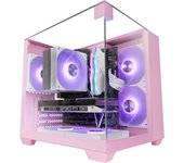 Mars Gaming MC-VISIONM, Caja Gaming Compacta MicroATX, Triple Cristal Templado, Estructura Doble Cámara, Soporte Refrigeración Líquida hasta 240mm, Minitorre PC con Amplia Capacidad Interna, Caja PC Negra, Rosa o Blanca