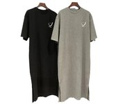 Women's Summer New Short Sleeved T-shirt Dress Loose Mid Length Over Knee Dress