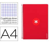 Liderpapel Cuaderno Espiral Antartik A4, 80 Hojas, Cuadrícula 4mm, Cartón Duro Laminado - Rojo