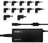 Aisens cargador 90w automatico universal multitension para portatil con 12 conectores + usb-a qc.3.0 - color negro
