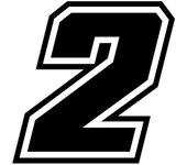 Pegatin "2" Race Moto GP, Negro, 10x10 cm
