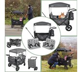 AREBOS Carro de Mano Plegable con Techo | Gris Fósil