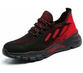 Zapatos de seuridad para hombre y Mujer, zapatilles with Maple TIP, Zapatos de trabajo ligero y transpirables, Zapatos de seuridad, Zapatos protectores, Rojo, 36EU SSITE