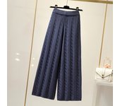 Winter Knitted Wide Leg Pants Women High Waist Drop Loose Knitted Straight Leg Pants Casual Cropped Wide Leg Pants Female Tops