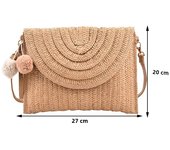 Summer Beach Straw Clutch Bag Cute Ball pendant Crossbody Bag for Women Travel Shoulder Bags Purse Ladies Casual Wicker Handbags
