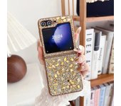 Rhinestone Glitter Sequins Trim Phone Case for Samsung Galaxy Z Flip 6 5 4 3 5G Soft TPU Frame Shockproof Cover for Galaxy Flip6