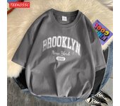 Brooklyn New York 1898 City Letter T-Shirt Mans Shoulder Drop Cartoon Tee Clothing Fashion Senior Tshirt Normcore Art Clothing