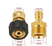 Pressure Washer Quick Connect Adapter Set M22 14mm/15mm to 1/4 Quick Release For High Pressure Hose and Water Guns Accessories