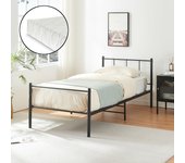 Cama individual Laos con colchón de espuma fría 90 x 200 cm y somier metal - Negro [en.casa]