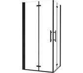 AICA Mampara de Ducha Rectangular Plegable Vidrio Templado Easyclean de 5 mm con Perfil Negro Mate Tamaño:(1080-1100)x(980-1000)x1900mm