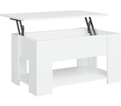 vidaXL Mesa de centro madera de ingeniería 79x49x41 cm Blanco, Negro, Roble Sonoma Mesita de Salón o Comedor o Auxiliar Mesa de Café Meuble Salón