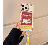 Polka Card Holder Phone Case with Puppy Stand and Lanyard for iPhone 15 PRO MAX 14 13 12 11 XS X XR SE 8 7 PLUS Phone Cover