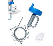 Drain Auger 9.8 Ft(3m) with Gloves, Plumbing Snake Drain Auger Hair Clog Remover, Heavy Duty Pipe Drain Clog RemoverBlue)