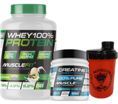 Pack Whey 100% Protein 2000g + Creatina 300g MuscleFIt + Shaker (regalo)  MuscleCult  Aumento Muscular