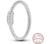 Original 925 Sterling Silver Ring For Woman Pave Setting Trendy Finger Ring Fine Jewelry