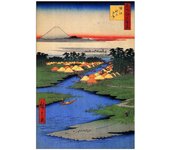 Panel decorativo del museo, listo para colgar. Hiroshige Utagawa - Horie y Nekozane - Cm 60x90