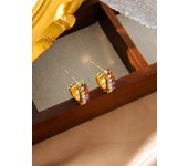 Fashionable stainless steel lettering zircon earrings dating party mother's Day Gift